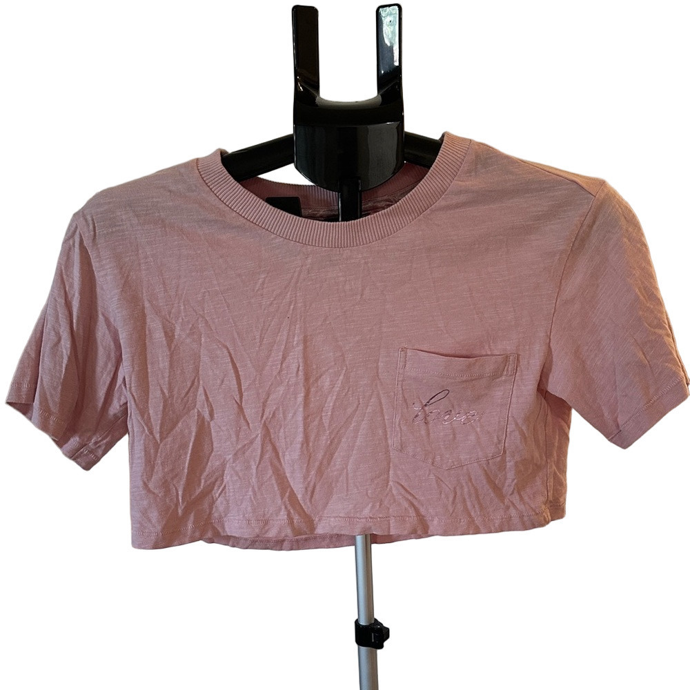 VICTORIA’S SECRET LOVE PINK SHORT SLEEVE WITH POCKET CROP TOP